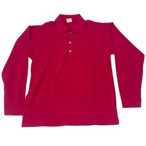 Vintage 012 Benetton Youth Boy's Pink Long Sleeve Polo Shirt Sz XL
